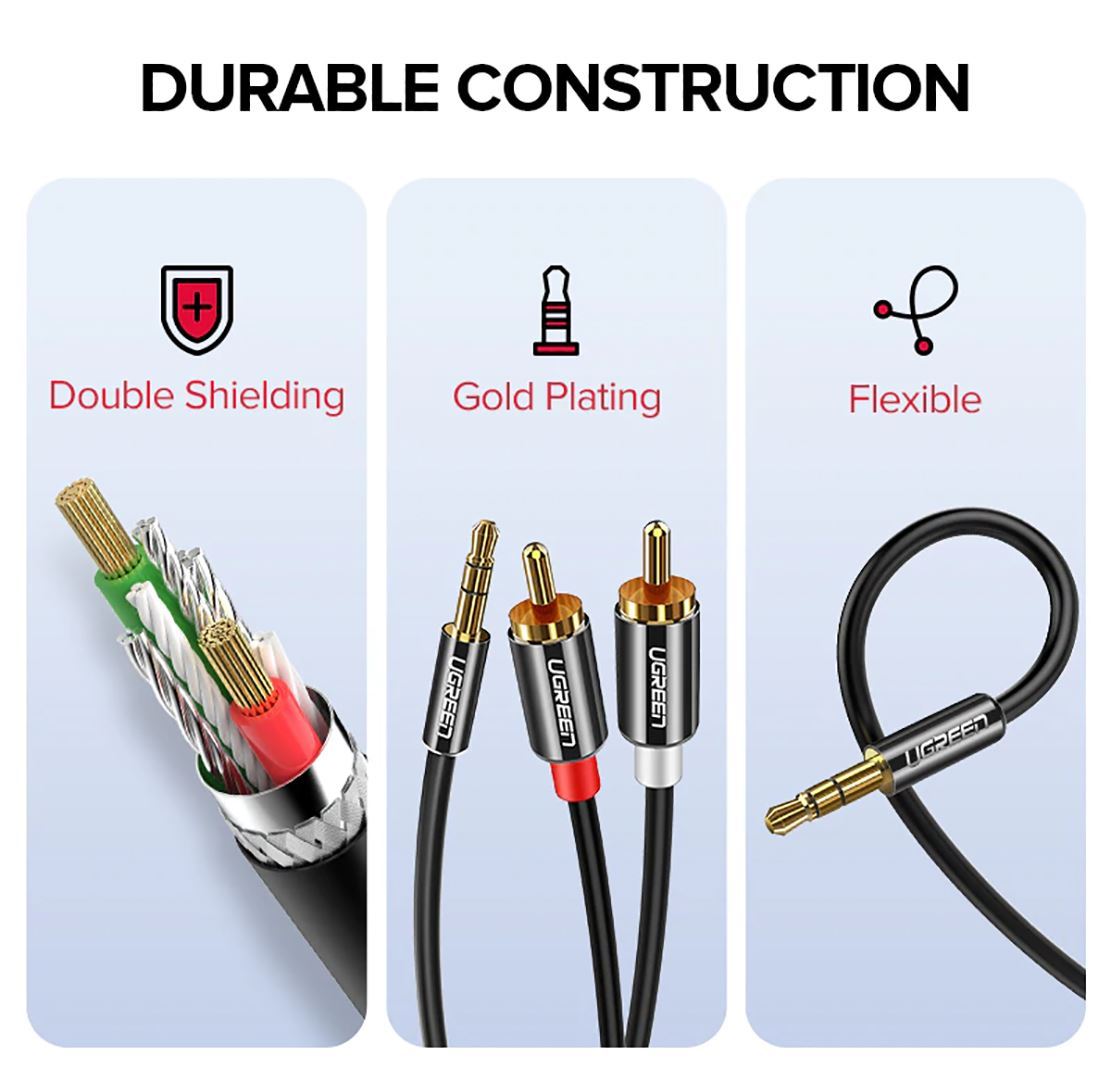 [HCM]Cáp Audio 3.5mm ra 2RCA Cao Cấp UGREEN AV116