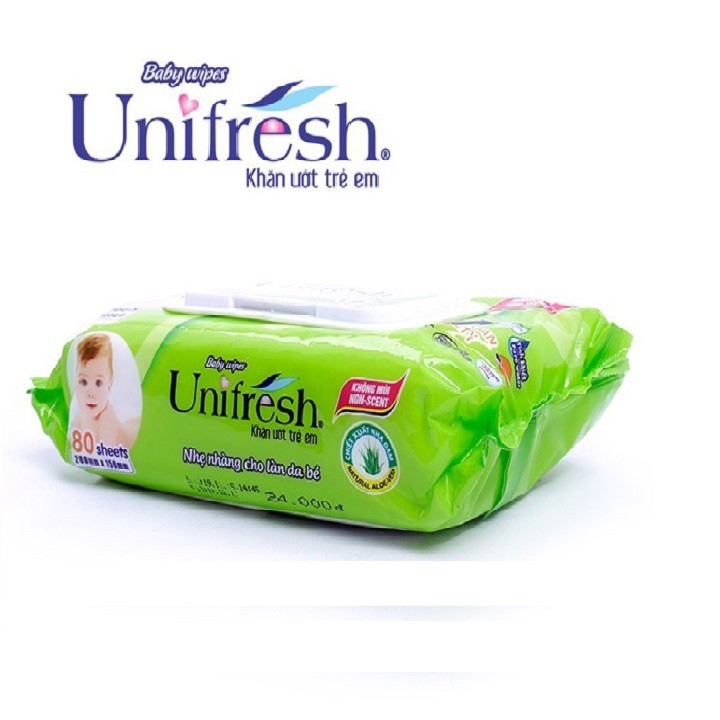 Khăn Ướt Unifresh Không Mùi Vitamin E 80M (80 Miếng)