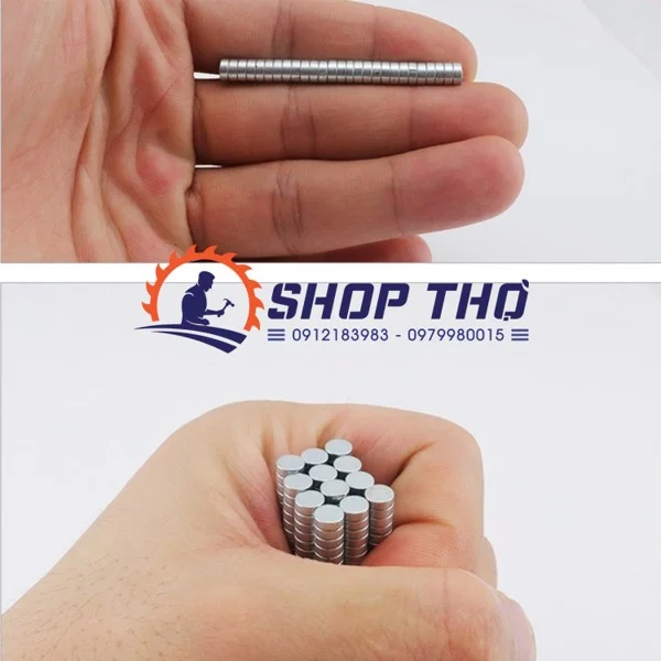 Nam châm đất hiếm hạt tròn 8x1.5mm mạ kẽm (30 viên)