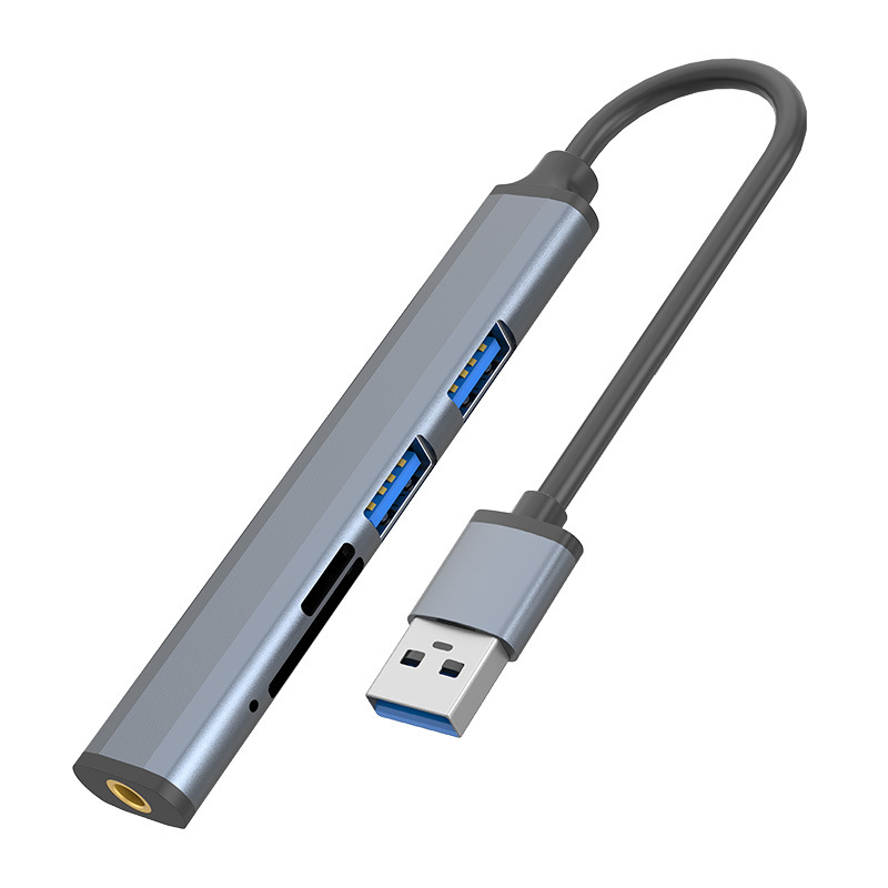 5 In 1 USB Hub Dock Station 5Gbps High Speed Transmission Adapter USB3.0 Audio Dock Splitter Multifunction Card Reader Laptop Headphone Port Extreme USB Expander Docking Station