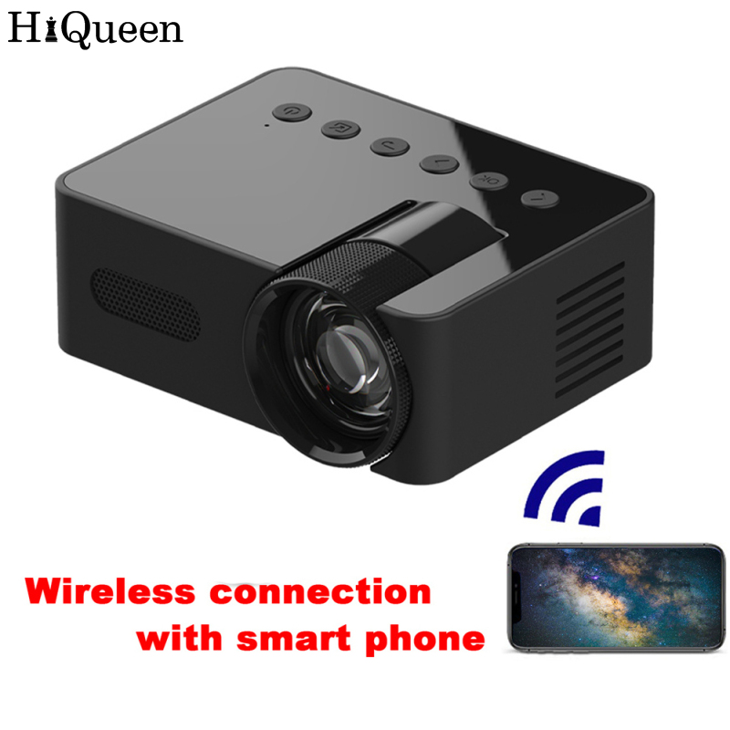 HiQueen YT100 WiFi Portable Projector HD Mini Video Projector Home Video Smart Projectors For Phones Tablet Laptops Computer