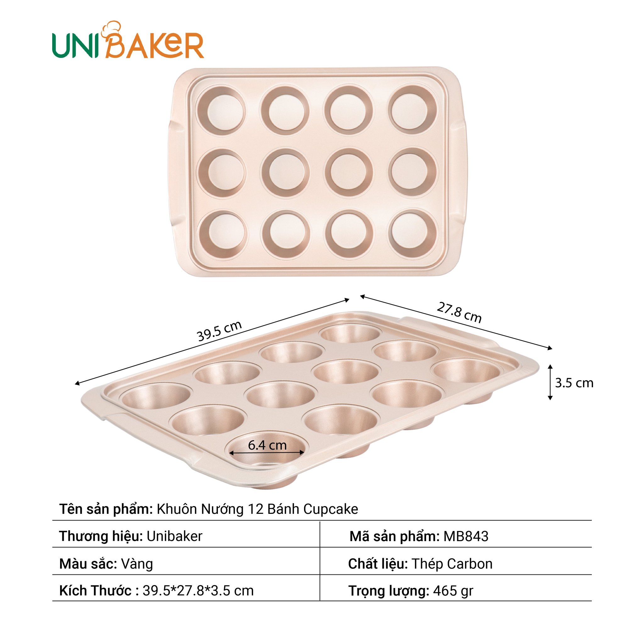Khuôn nướng 12 bánh Cupcake Unibaker