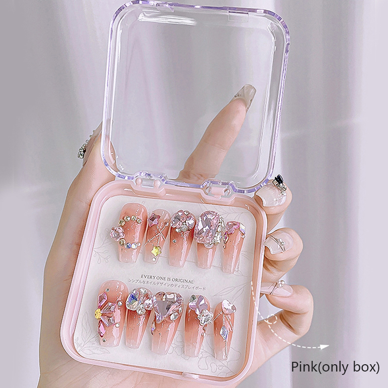 Ministar Nail Art Container Box Portable Plastic Organizar Box Storage Box Manicure Accessories DIY Display Holder Tool Transparent Gift