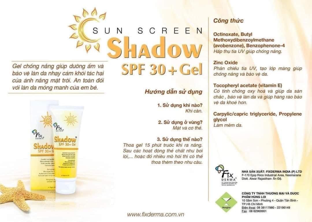 Kem Chống Nắng Fixderma Shadow Gel SPF 30+ (75g)