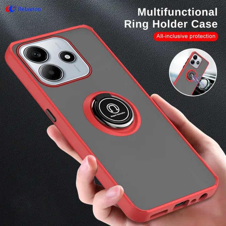 Relaxtoo For Xiaomi Redmi Note 14 5G Ring Holder Back Cover Shock Absorption Bumper Shell For Redmi Note14 Soft TPU Case