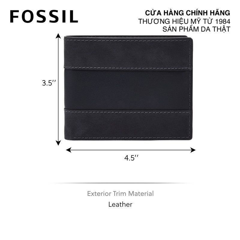 Ví da nam da thật Fossil Everett ML4397406 - màu đen