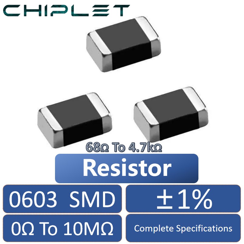 100 Stück 0603 SMD Widerstand 4,7 MΩ – 1 % Toleranz, 1/10 W, Dickschicht-Chip, Für Telekommunikation Und Industrie
