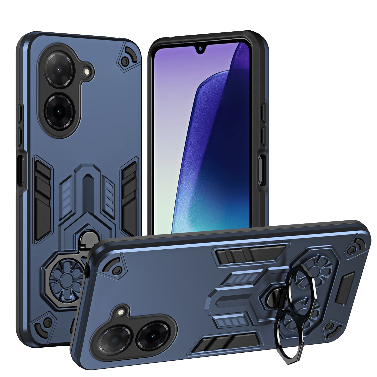 Phone cover For Redmi A4 A5 14C case shell Protective Case Dual Material PC+TPU with 360° Rotating Bracket & Finger Loop Anti-Scratch Armor‌ For Redmi 14C Cases Housing. 