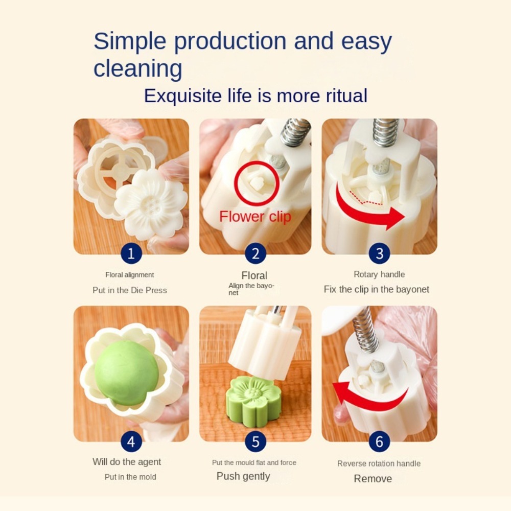DIY Baking 3D Mooncake Mold Flower-shaped Mini Size Cookie Mould Reusable Hand-pressed Pastry Making Tools Cooking