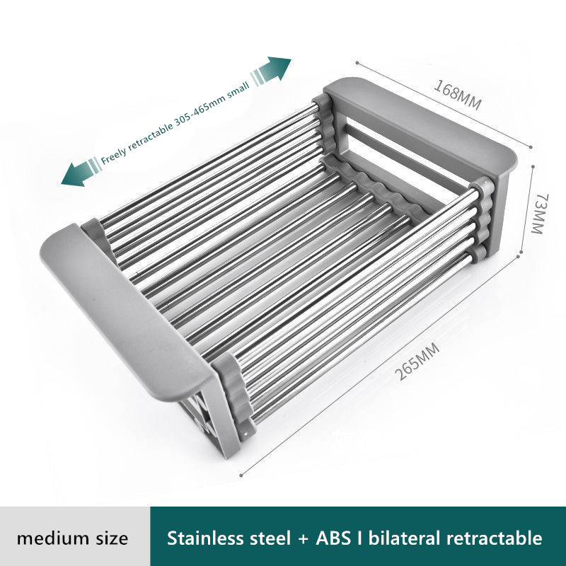 Kitchen Stainless Steel Sink Drain Rack 304 Dish Drying Rack Dish Insert Storage Organizer Fruit Vegetable Drainer Basket
