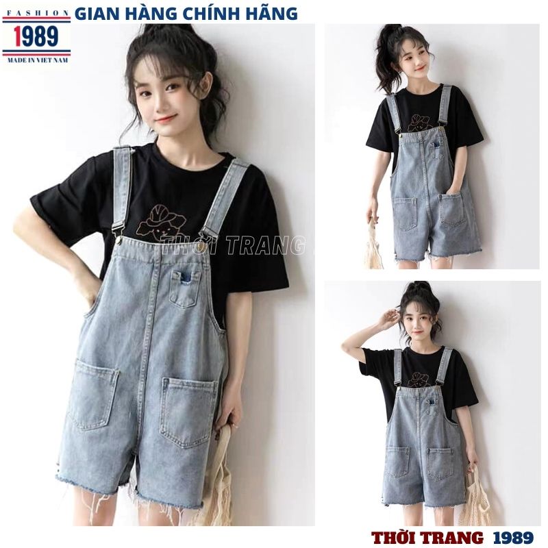 Quần yếm short jeans bò nữ kiểu dáng hàn quốc -dễ thương kute đi chơi rất xinh ,yếm bò nữ , yếm sóc bò nữ ,yếm bò ngố ,yếm bò lửng , yếm jeans kute ulzzang -THỜI TRANG 1989