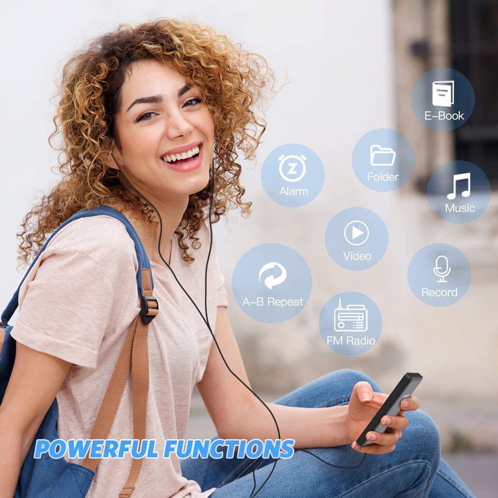 【Prime deal】 MP3 Player Type-C HiFi Lossless Music Player -Compatible5.4 Student Walkman Support FM E-Book Recording for Kids.