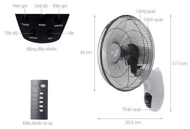 QUẠT TREO TƯỜNG ASIA VY377290