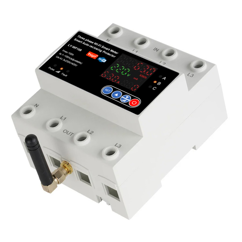 4P 100A Tuya Three Phase Art Life Auto-Reclosing Over Under Voltage Protector Art Meter Timer Switch Circuit Breaker