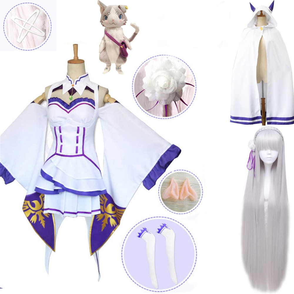 Re:Zero kara Hajimeru Isekai Seikatsu Emilia Anime Cosplay Costume Stocking  