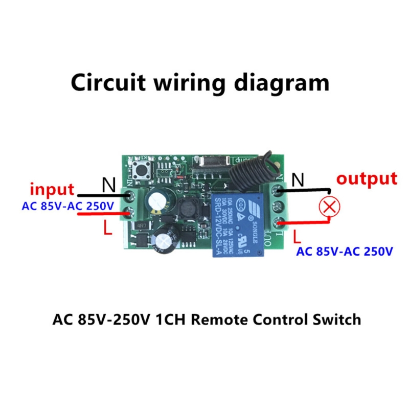 【TopazTrove】AC 220V 1CH RF 433MHz Wireless Remote Control Switch Module ...