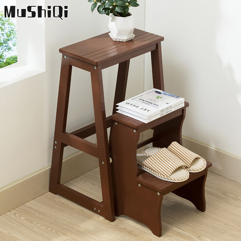 Solid wood folding ladder stool home