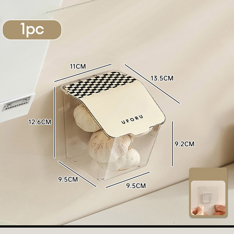 Storage basket kitchen fresh ginger pepper storage box punch-free wall-mounted household onion ginger garlic storage box simple plastic