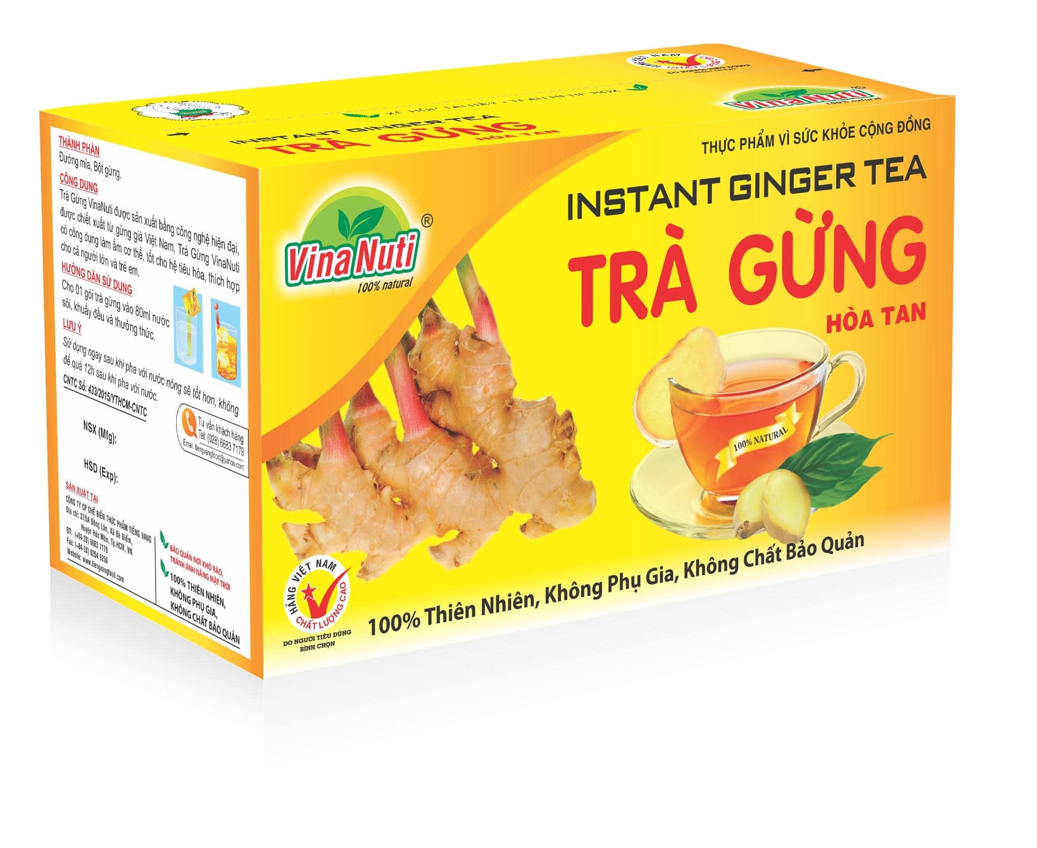 Trà Gừng Hòa Tan Vina Nuti (20 Gói X 10 gram)