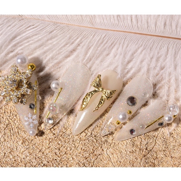 Set 10 charm nơ kim loại trang trí móng