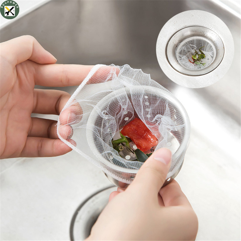 Boupower new！30 Pcs/set Kitchen Sink Drain Hole Mesh Bag Trash Strainer Disposable Garbage Filter