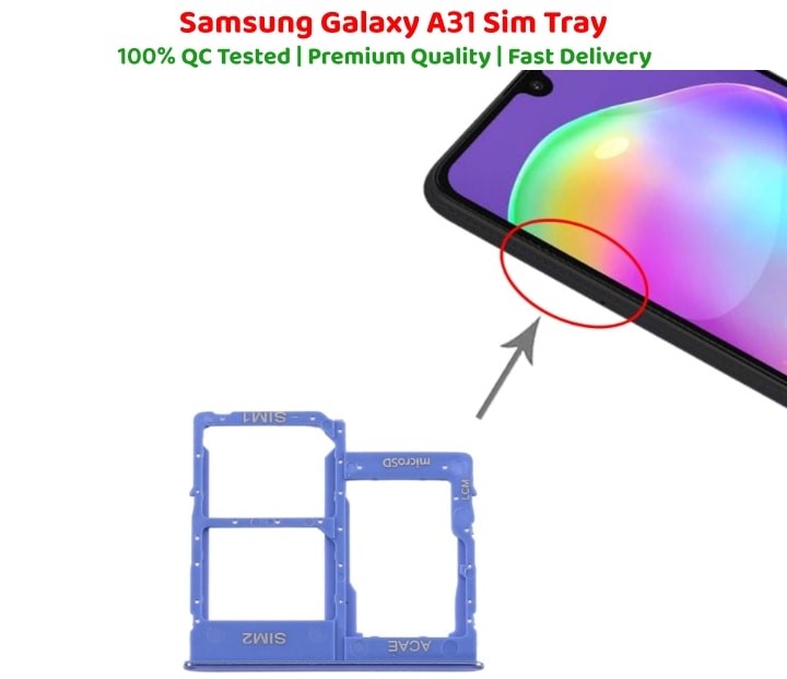 Samsung Galaxy A31 Dual SIM Tray Sim Jacket Sim Slot Sim Door For Samsung Galaxy A31_ Blue