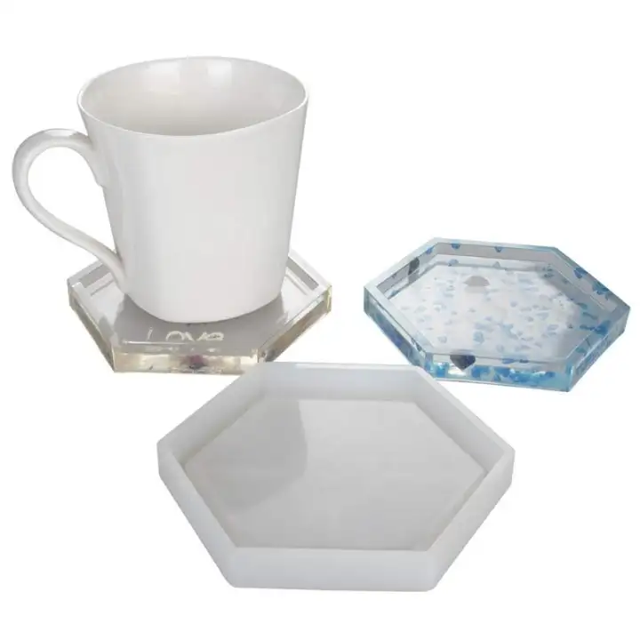 Concrete Molds for Casting with Resin Include 4 Pcs Square Cement 8 Pcs DIY Coaster Silicone Mold 4 Pcs Hexagon