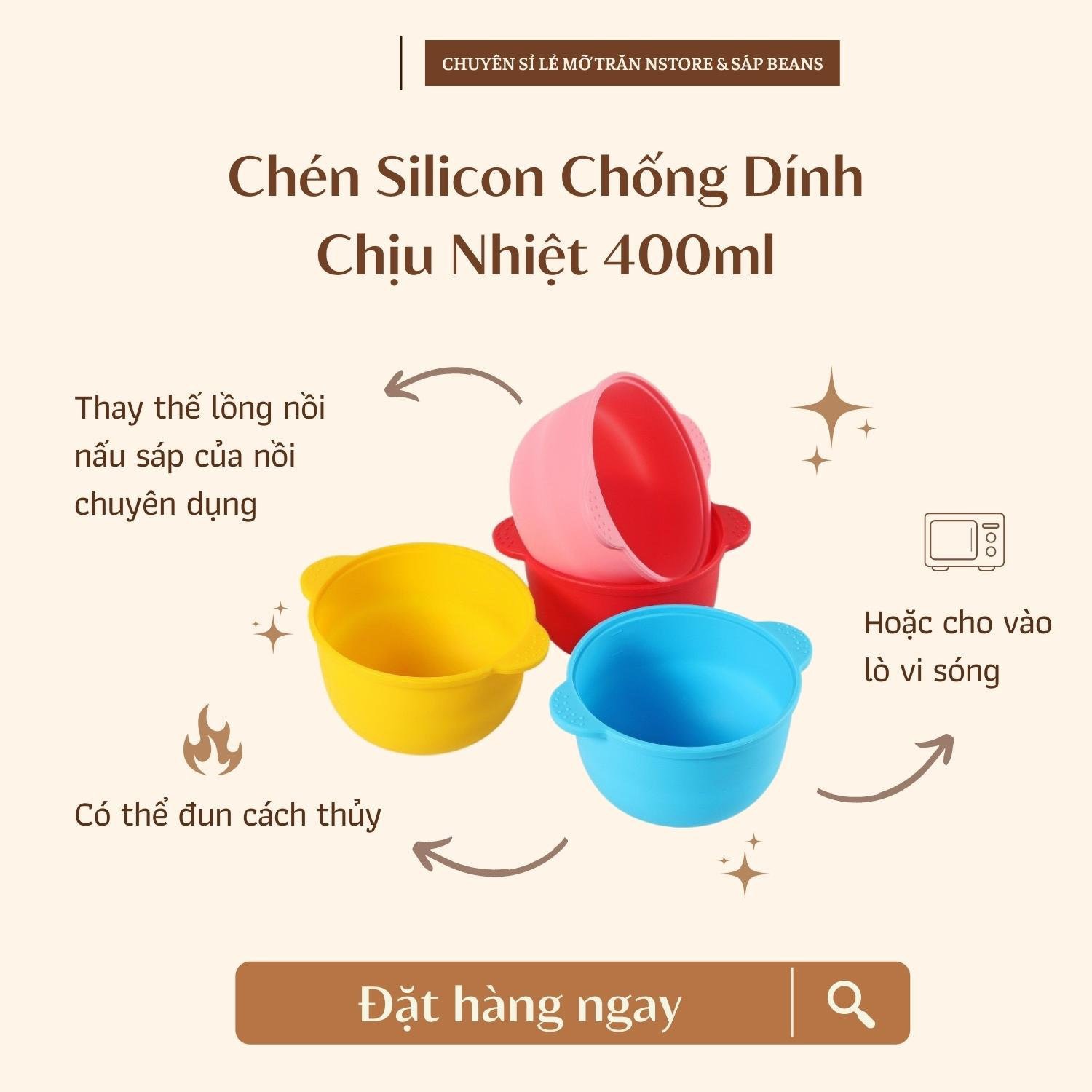 chén silicon nấu sáp wax lông
