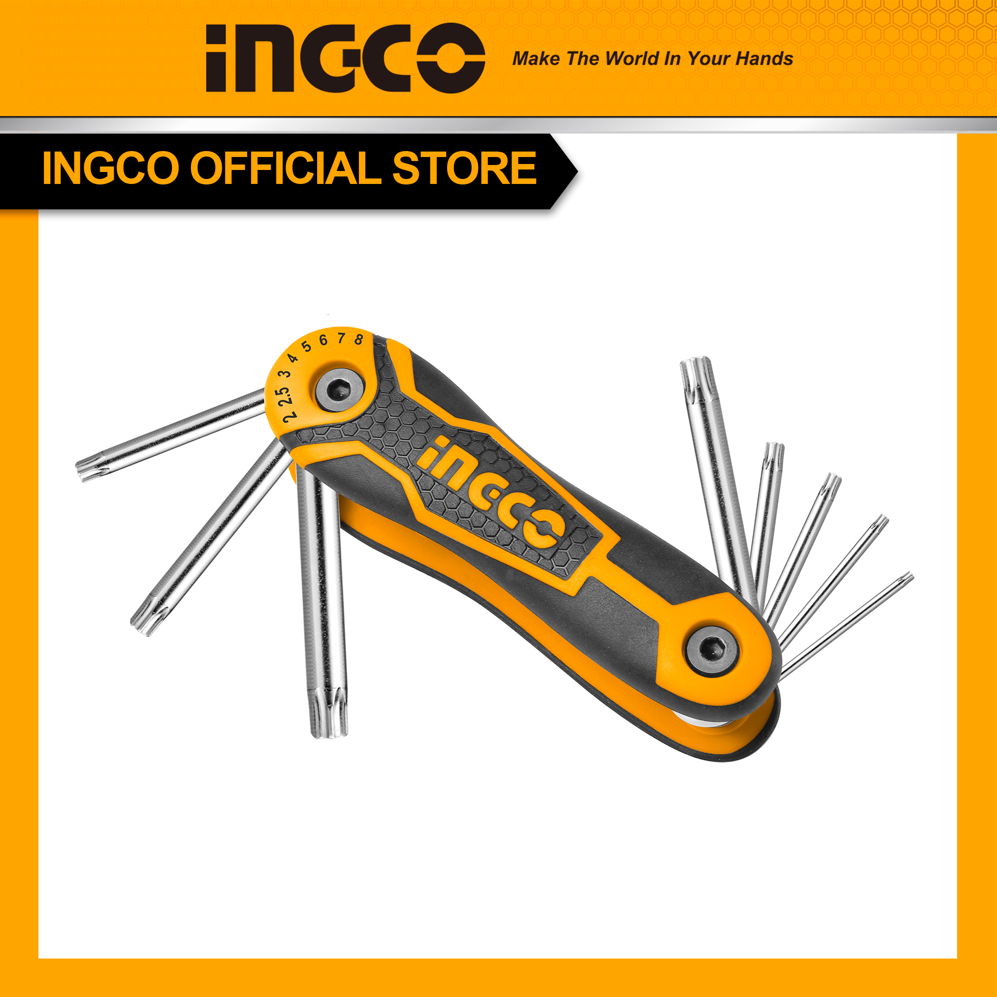 Bộ 8 chìa lục giác bông ingco hhk14083