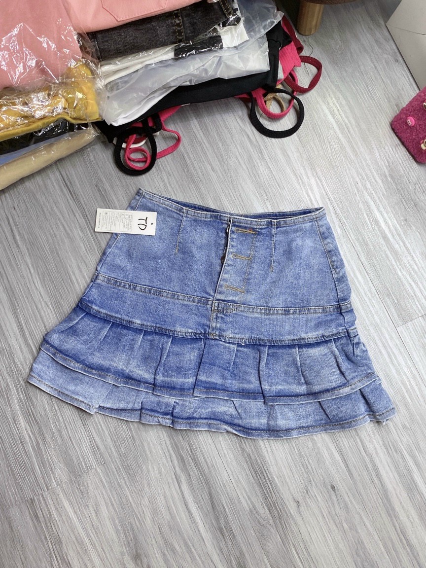 Chân váy Jean 2 tầng, 3 size HOT#58