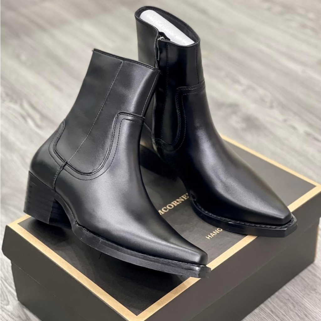 [FREESHIP] Giày Nam Santiago Khóa Zip Da Sít Chống Nhăn Đế Kép, Giày Da Nam Kiểu Dáng Công Sở Mã 1916 - Xưởng Giày Chelsea Boot