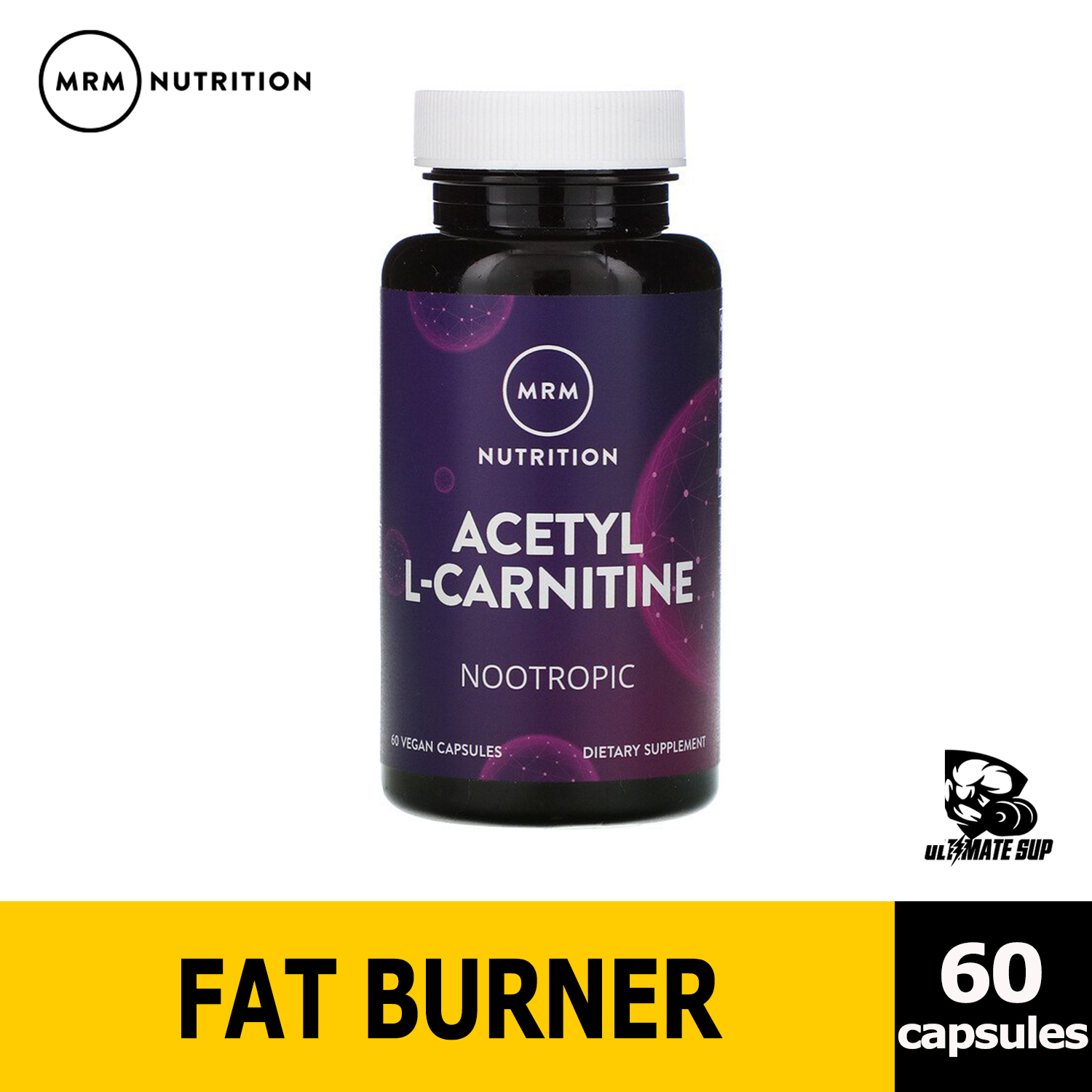 MRM, Nutrition, Acetyl L Carnitine Supports Energy Metabolism, Alertness, Mental Focus 60