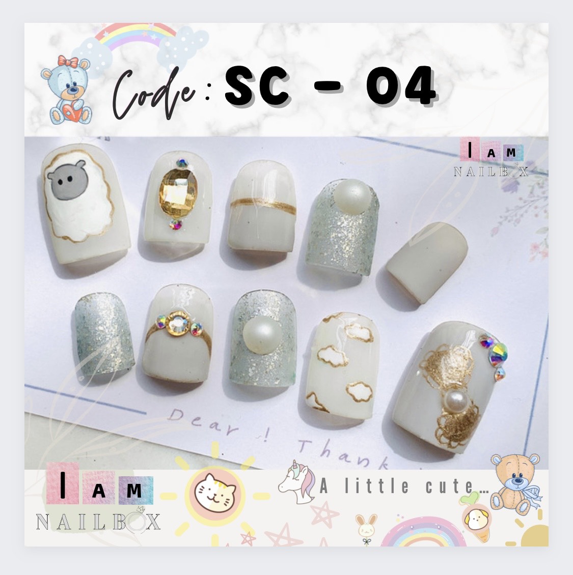 Nailbox thiết kế Bé CỪU trắng siêu CUTE (Code SC04)