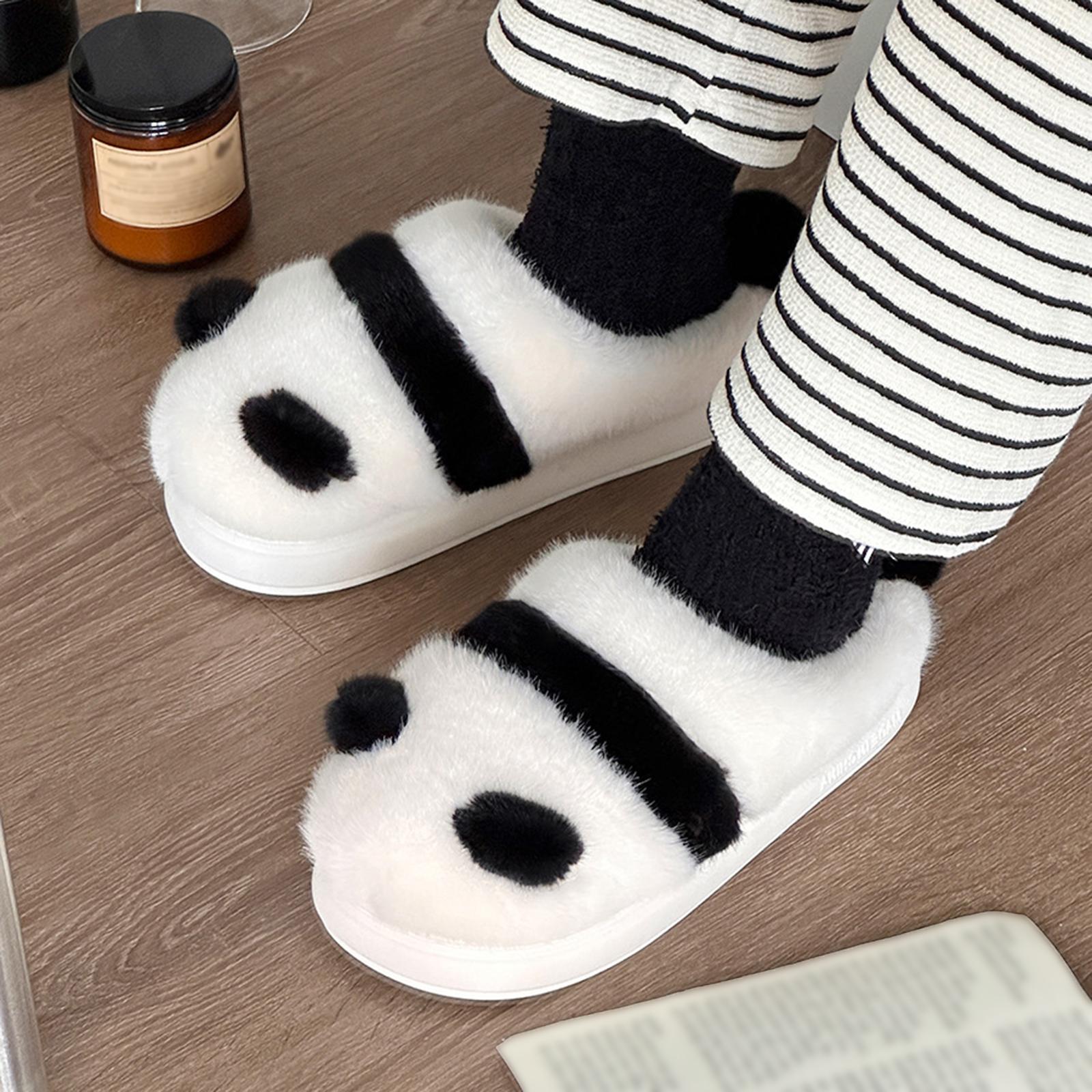 Winter Panda Slippers Lightweight Plush Slippers for Dorm Bedroom Apartment