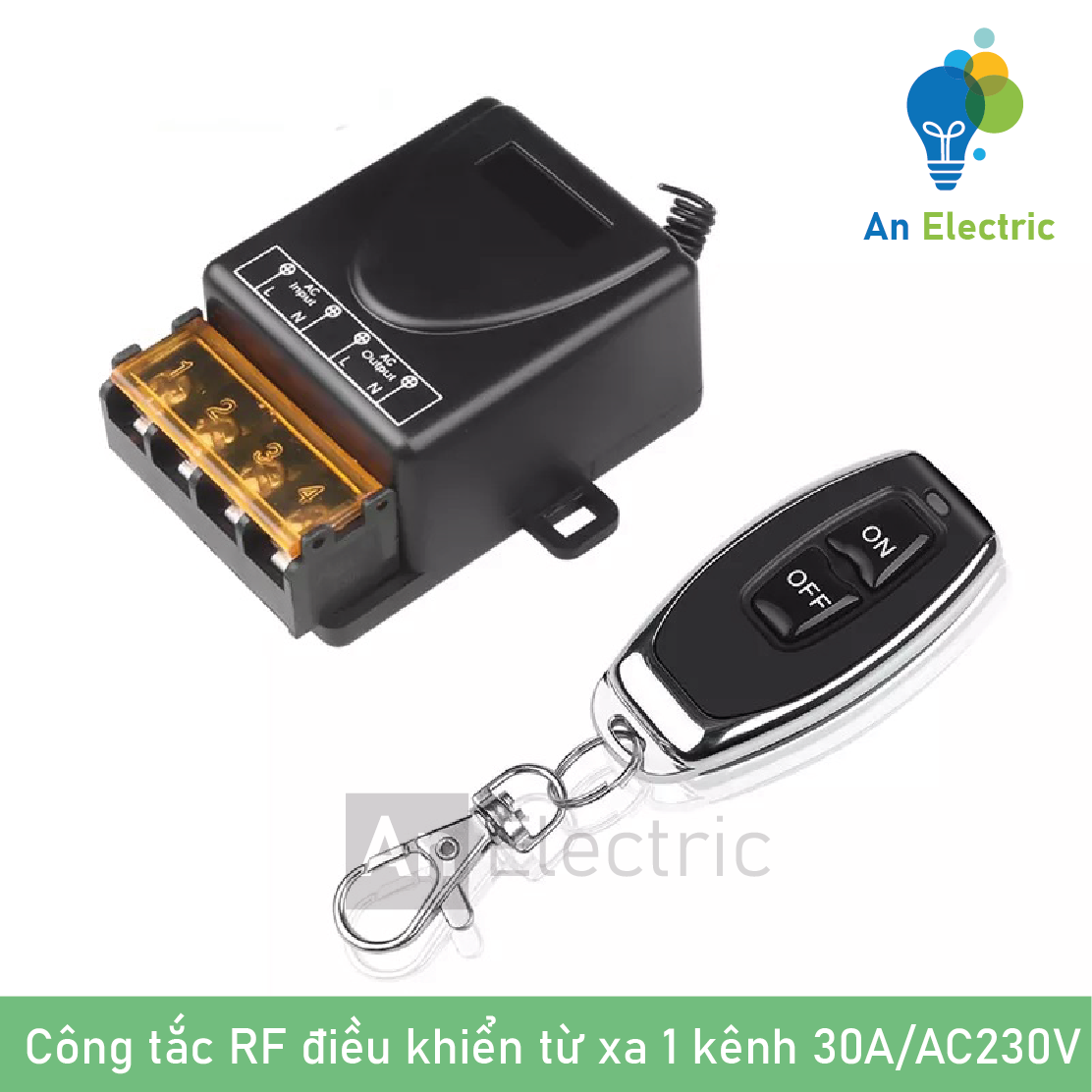 Công tắc điều khiển từ xa 220V 100m công suất cao ngõ ra 30A bật tắt thiết bị chiếu sáng, máy bơm, quạt [RF-433MHz]