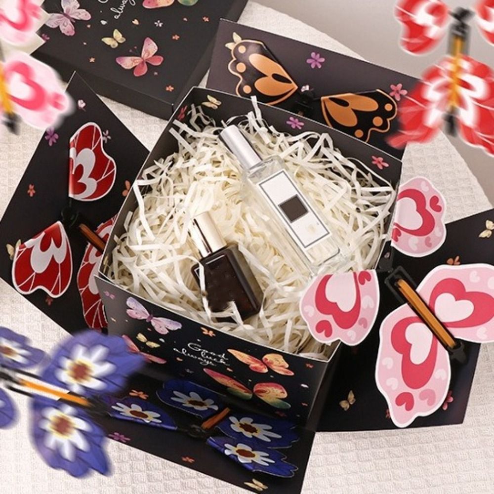 Party Supplies Multicolor Flying Butterfly Gift Box Paper Wind Up ...