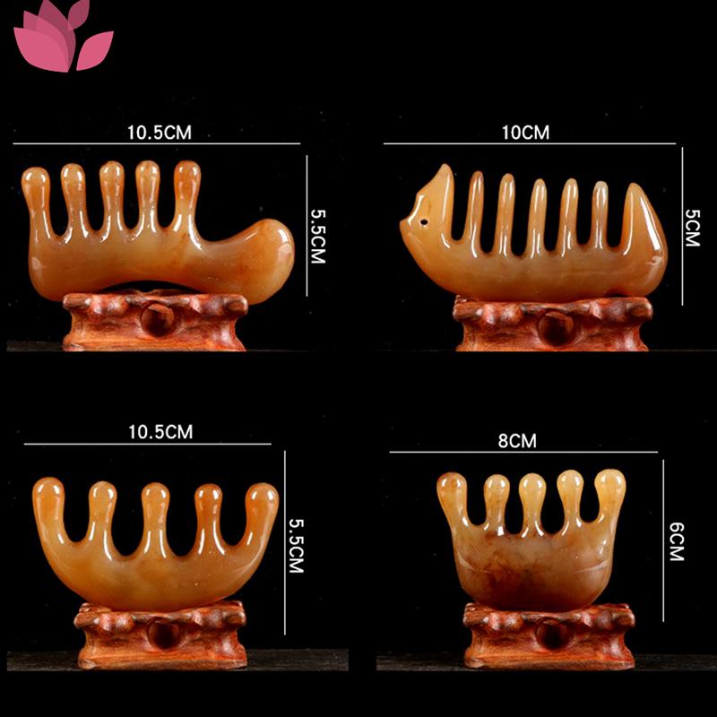 Yuanyan Natural Ox Horn Gua Sha Tools Scraping Point Full Body Massage Wide Toothed Comb Scalp Massage Brush Hair Care Tool. 