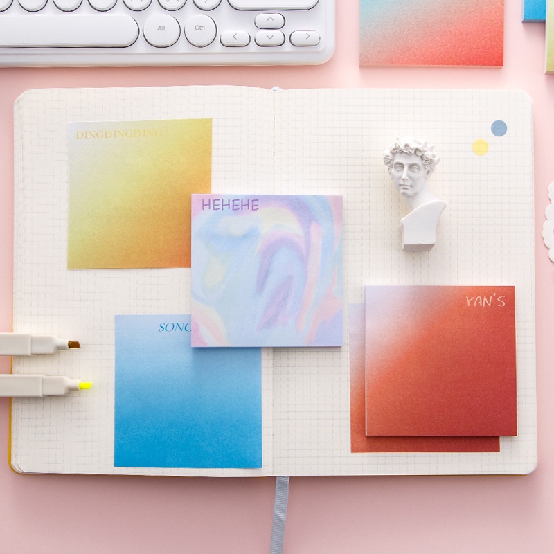 Creative Rainbow Gradient Sticky Notes Student Notepad Guestbook Can Be Reused