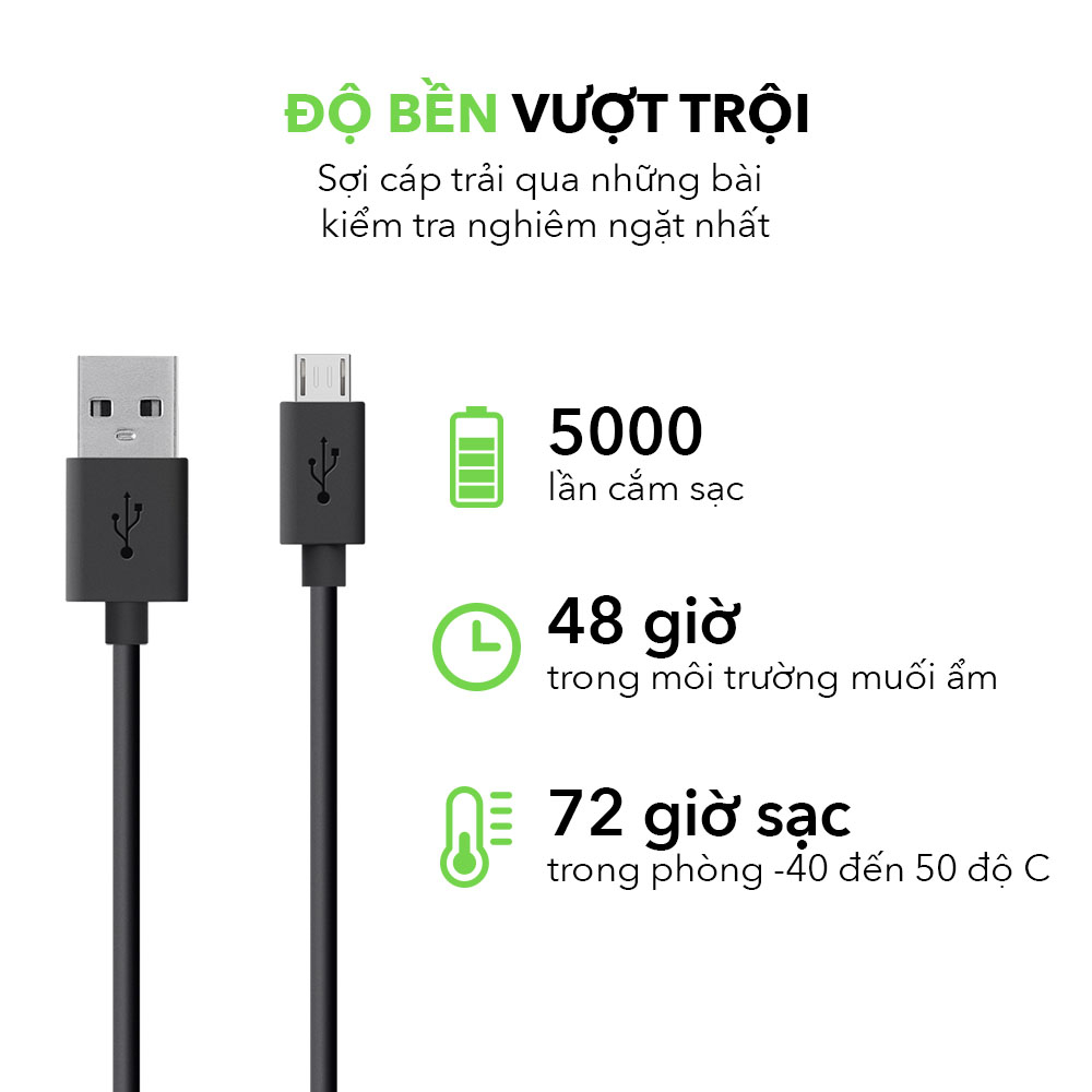 Cable sạc Micro USB Belkin F2CU012BT04-BLK dài 1.2m