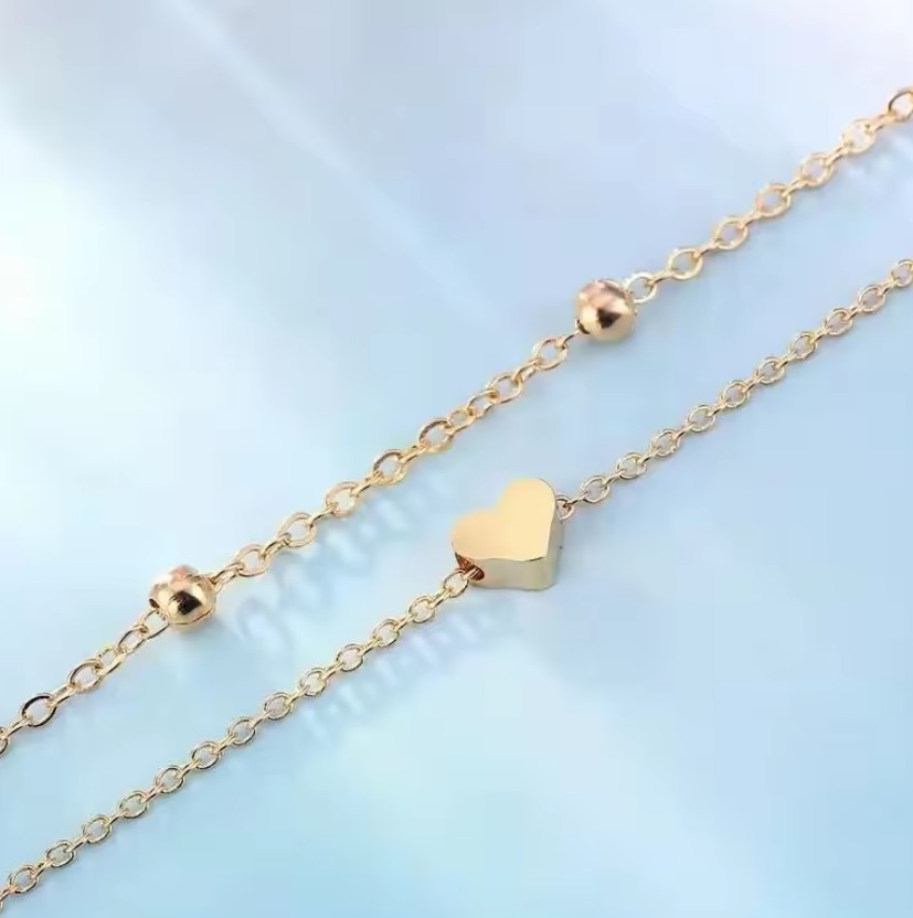 Women's Anklet Bohemian Layered Heart Anklet 2025 Summer Beach Anklets On Foot Ankle Bracelets For Women Leg Chain. 