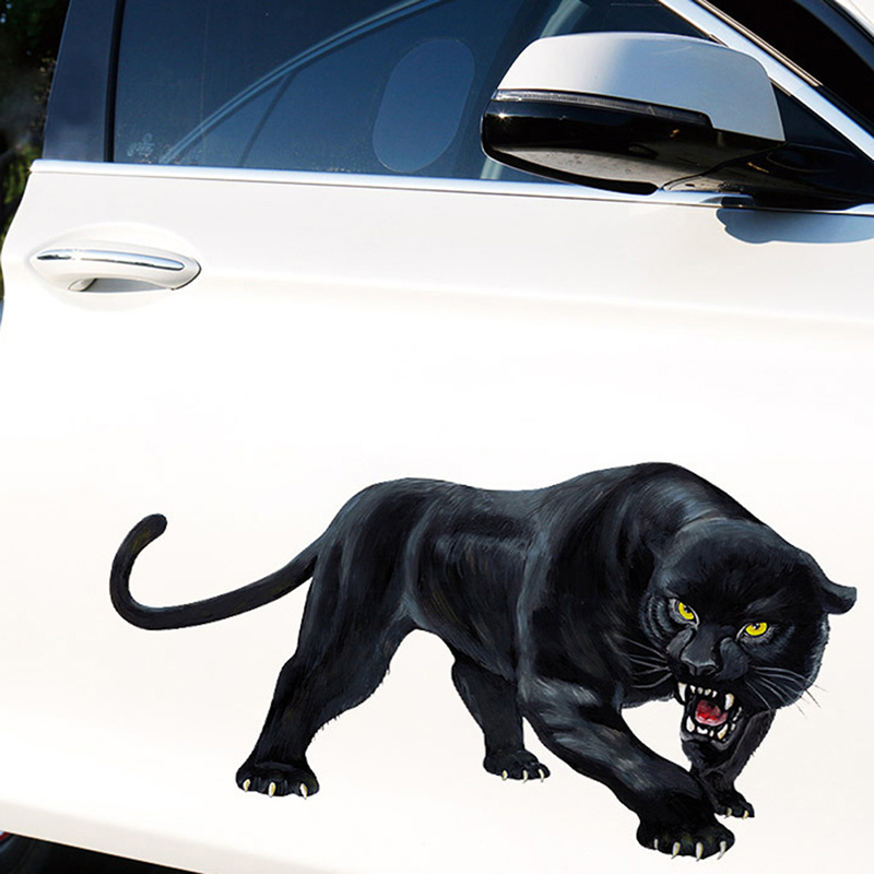 Cartoon 3D Car Stickers Animal Black Panther Roaring Bumper Motorcycle Helmet Decal Vinyl Cover Scratches Waterproof PVC YULING. 