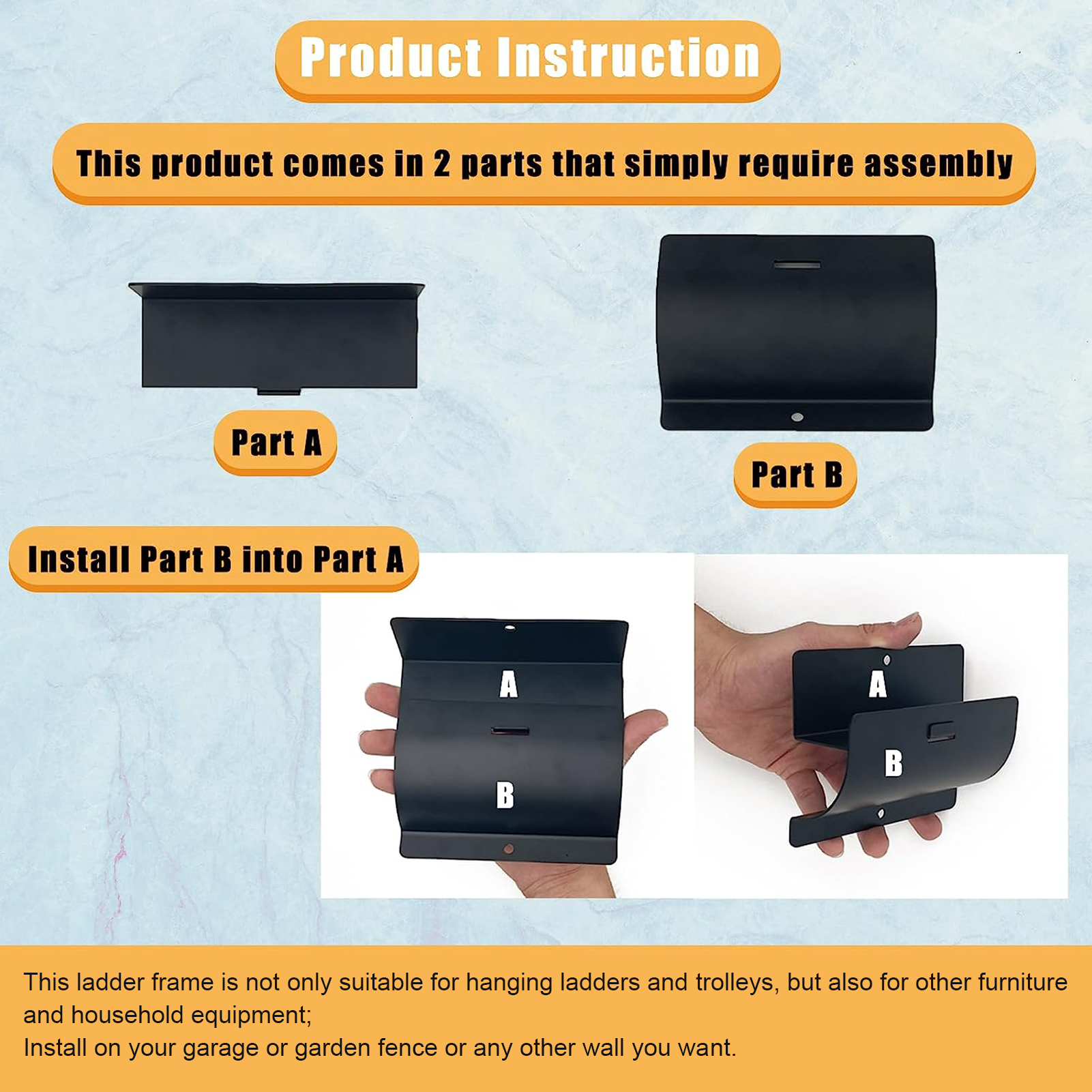 Wall-Mount Ladder Hook Rustproof Corrosion Resistant Multipurpose Easy Installation Heavy-Duty Ladder Hanger Hook