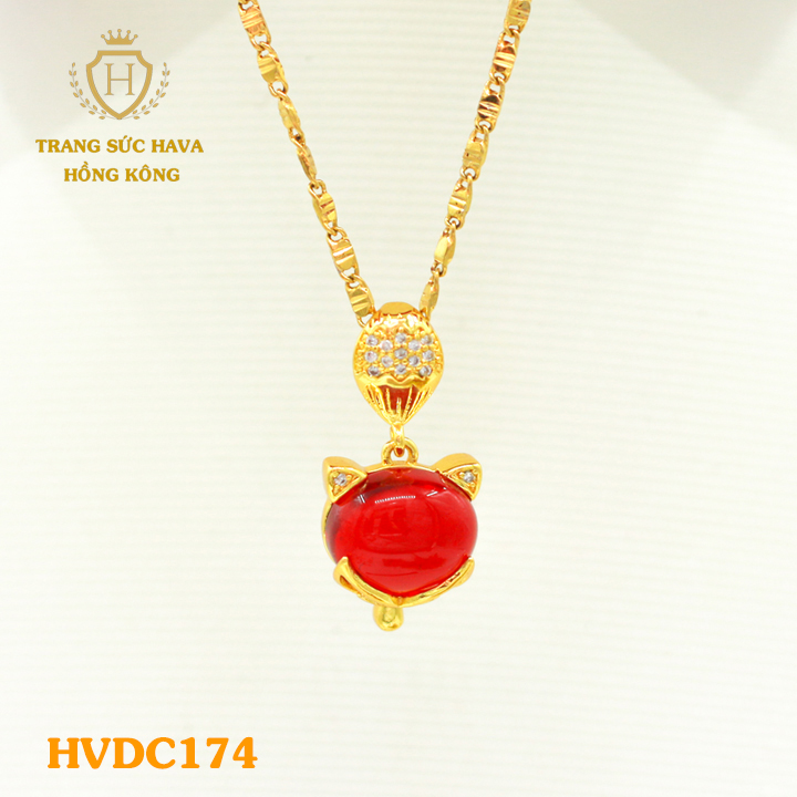 Hava Hong Kong such A-Class 24k gold ion-plated titanium pendant necklace for women (red)