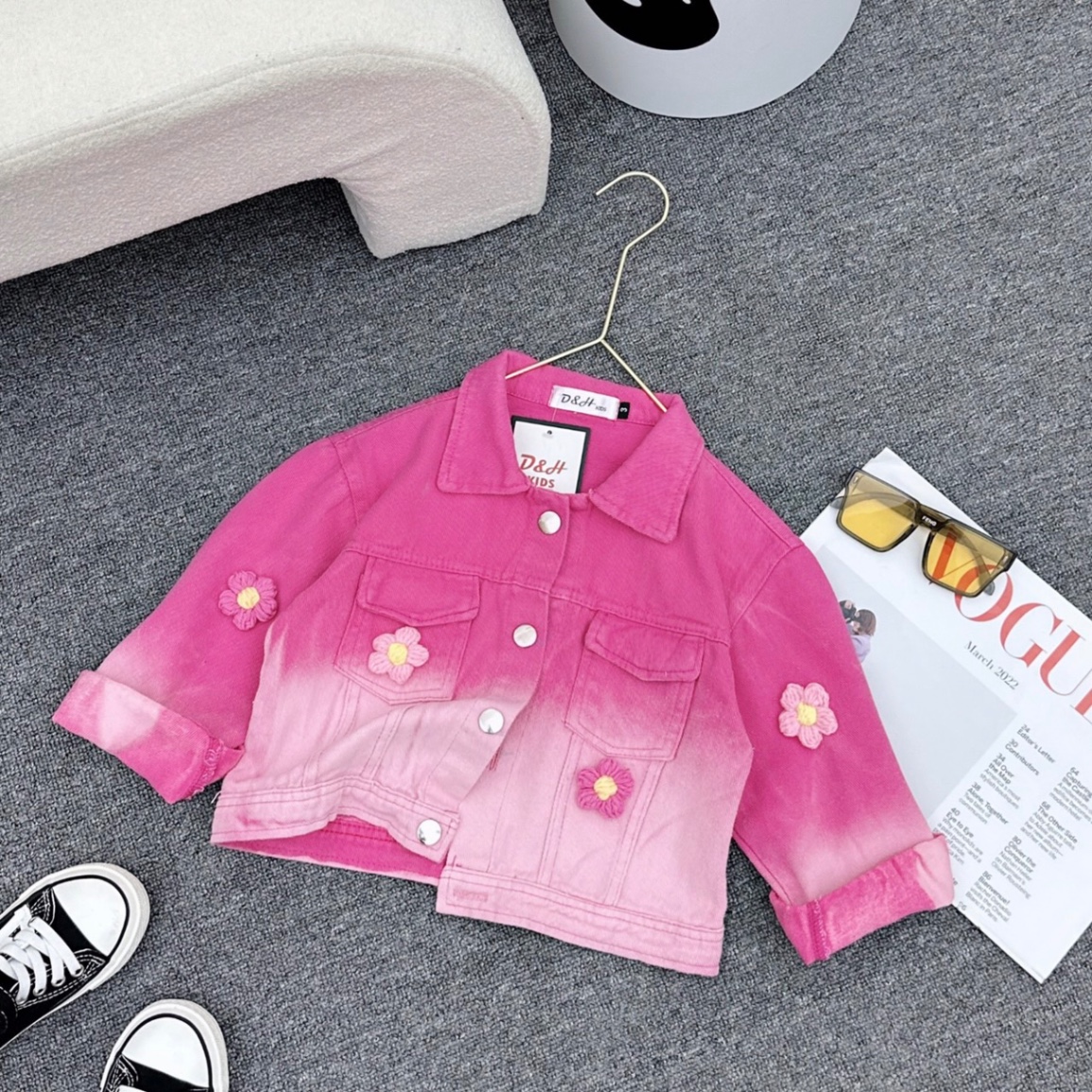 Áo Khoác Jean Hồng Bomber