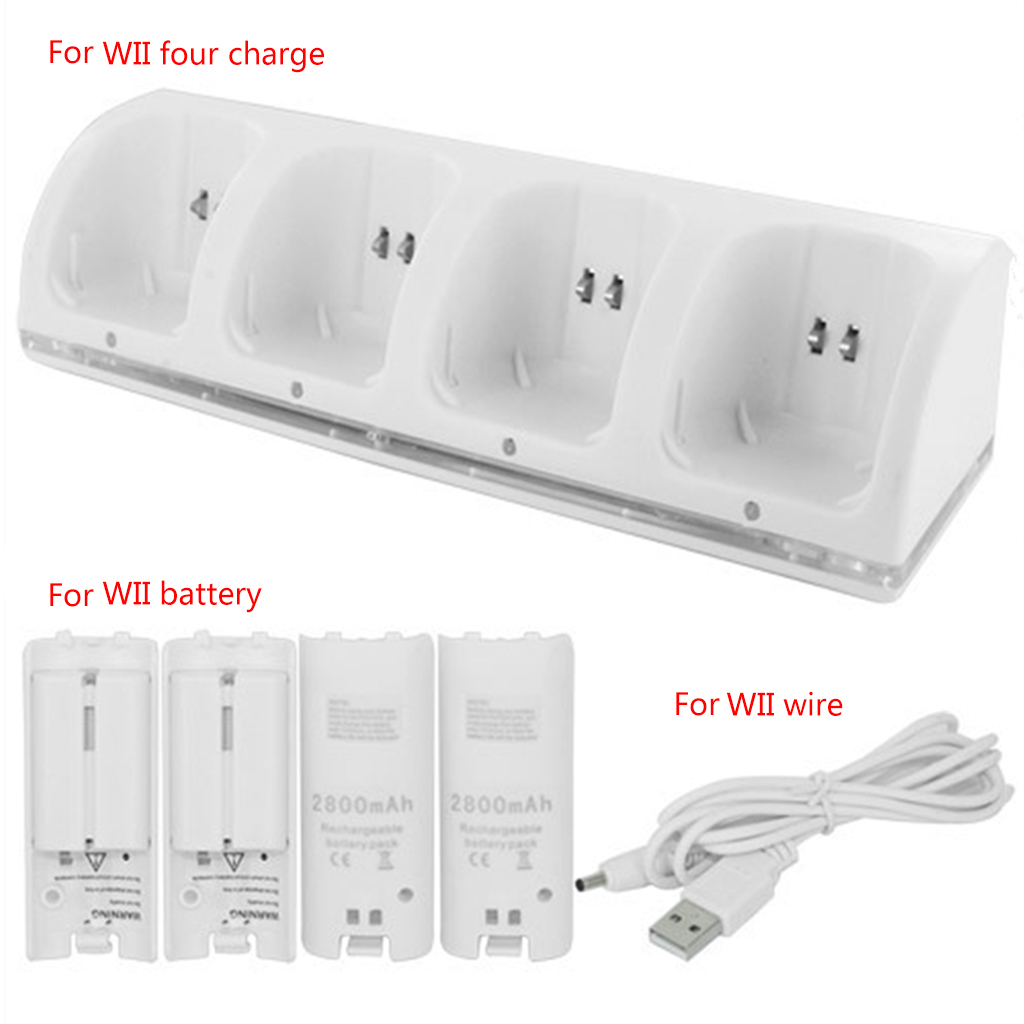 4 Ports Charging Stand Dock Station for WII Game Console Battery Gamepad Game Controller Joystick Charger Accessories