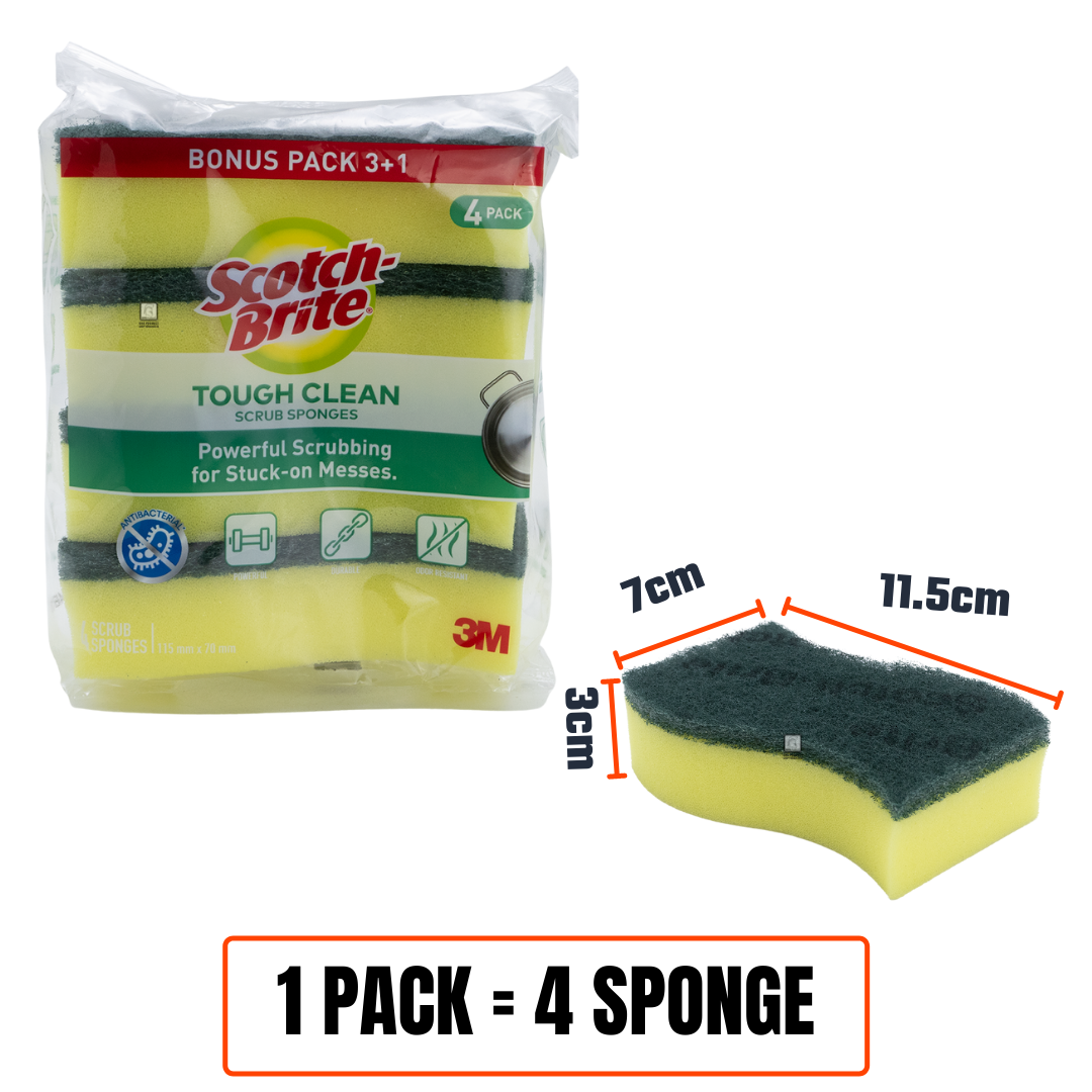 3M ScotchBrite Sponge AntiBacterial Non Scratch Washing Sponge Dish