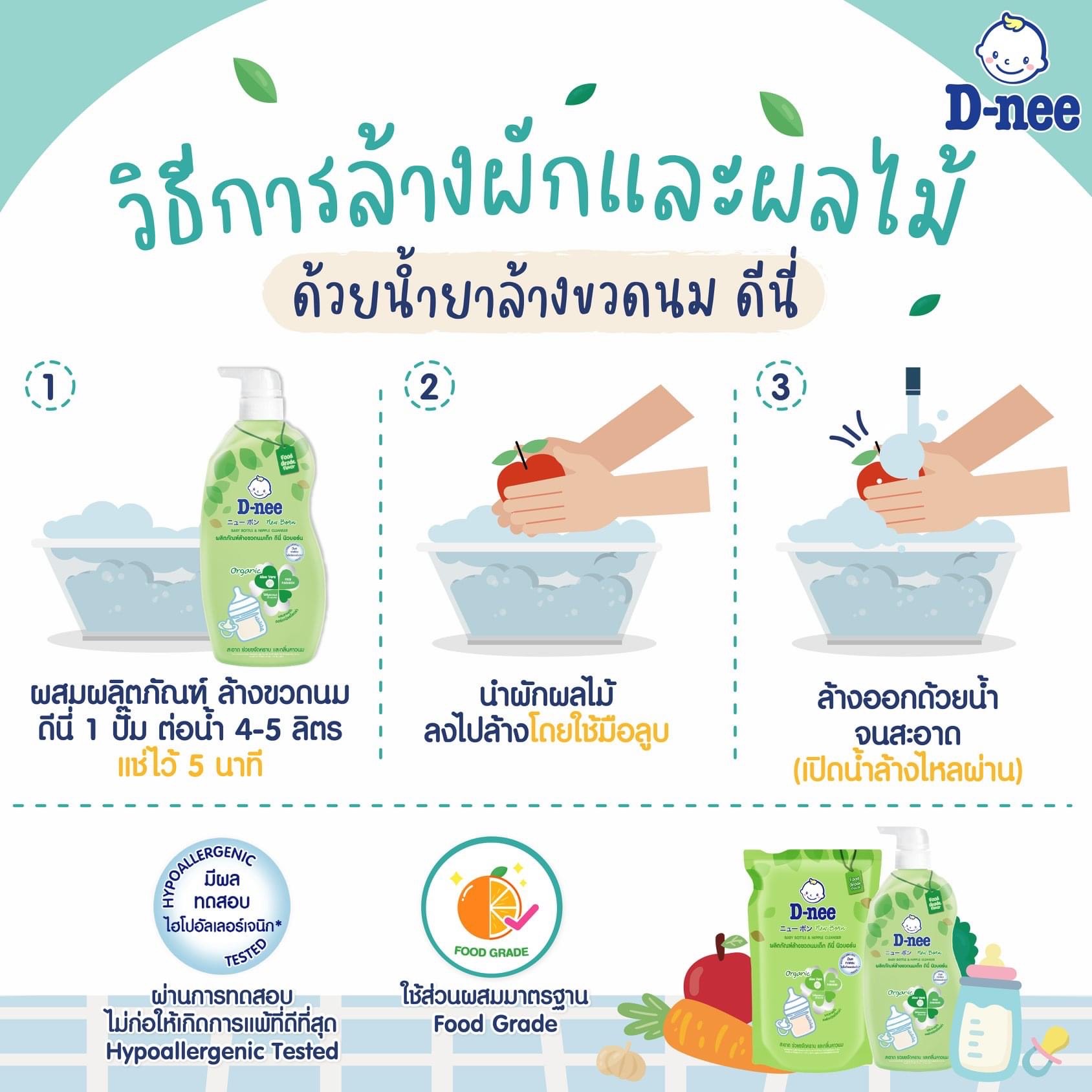 Combo 3 Túi Nước Rửa Bình Sữa Dnee 550ml
