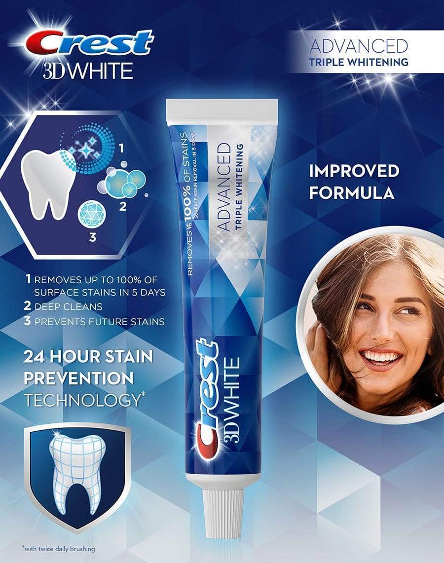 Kem đánh răng Crest 3D white advanced triple whitening 147g