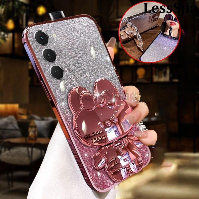 Phone cover Tecno Spark 40Pro Back case Camera Protection Semi Transparent Soft Silicone Rabbit bracket Shockproof Exquisite Glitter Powder For Tecno Spark 40 Pro + Phone casesd.