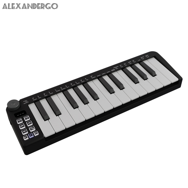 PRO 25 Key USB MIDI Keyboard Controller Mini Portable Keyboard MIDI Controller With Smart Chord Scale Modes Arpeggiator for Music Production